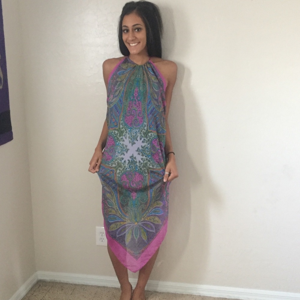 Handmade silk halter top cover up. New.